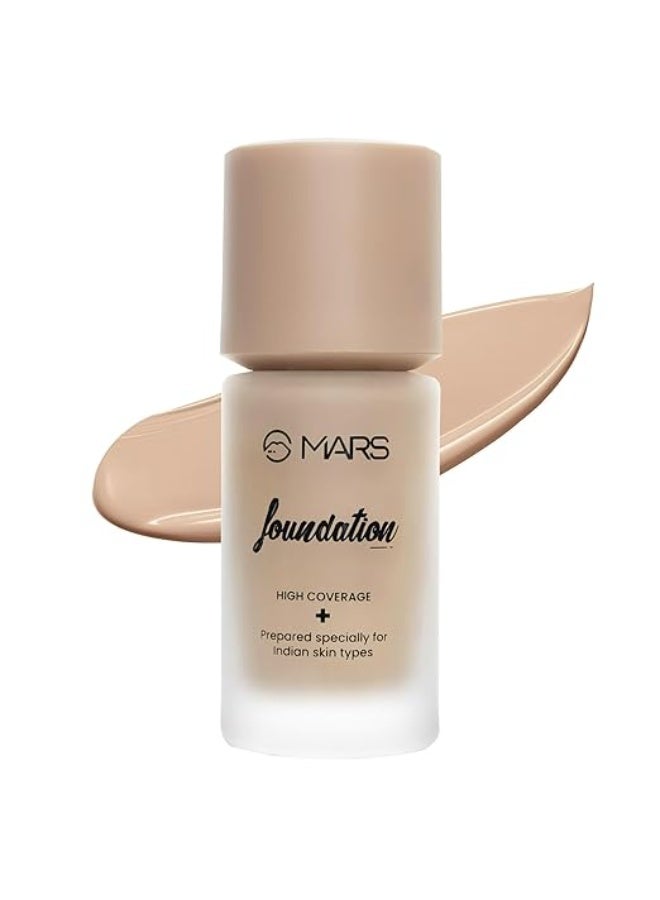 مارس كريم أساس سائل من ماركة مارس بعامل حماية من الشمس SPF50 PA++++، تغطية عالية، خالي من العيوب وسهل الدمج للمكياج (40 مل) (اللون: 05) - Image 1